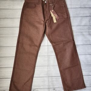 Men's Straight Fit Brown Denim Pants